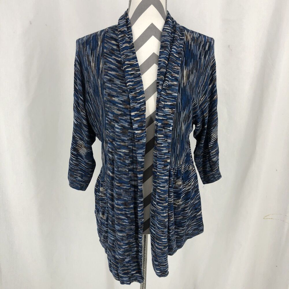 CHRISTOPHER & BANKS Womans Cardigan Size Small Blue Oversized Draped Hem